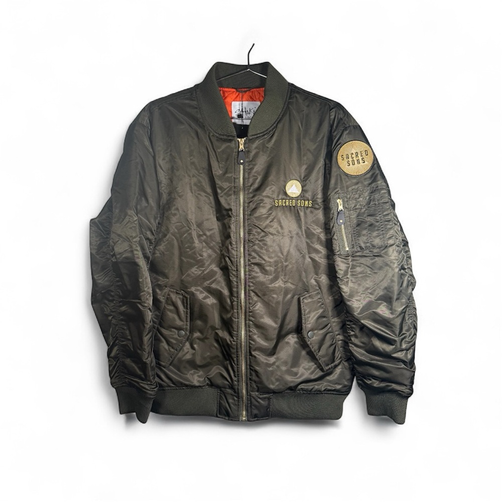 NWT Shaka Wear x Sacred Sons Bomber Jacket, Olive Green Size Large